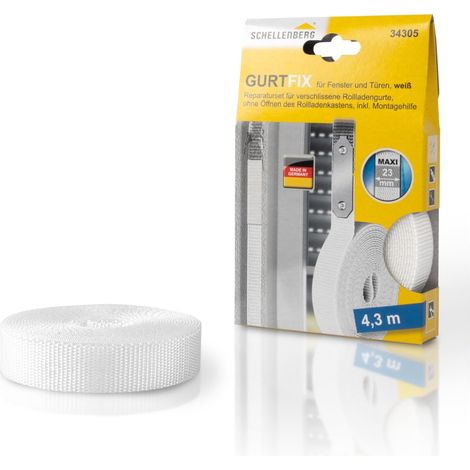 Kit de réparation pour sangle de volet roulant, sans ouvrir le coffre de volet roulant, avec sangle 4,3 m de longueur et 23 mm de largeur, Blanc (1/5)