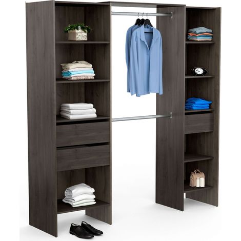 Miami Vestidor Extensible 155-192 cm Roble Waterford en Melamina, Versátil y Adaptable para Organización de Ropa