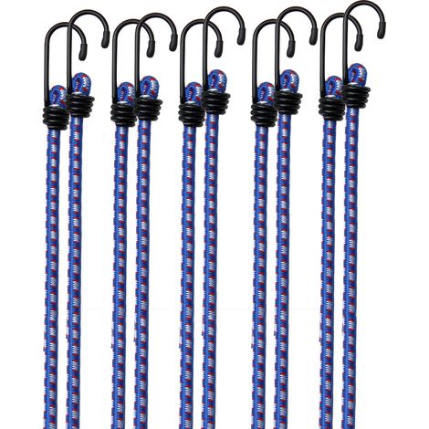 DEUBA® 10x Bungee Cords With Hooks 30.5cm Lashing Straps for Securing Luggage, Camping Tents, Tarps, Garden Furniture, Wheelie Bin Lid Weatherproof & Scratch Resistant