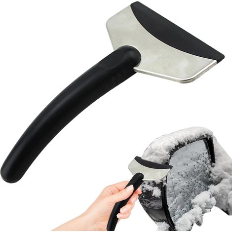Rascador de nieve genérico para coche - Pala de nieve de acero inoxidable para ventanas, cepillo de nieve y rascador de hielo extraíbles con mango ergonómico de espuma para coches (1/5)