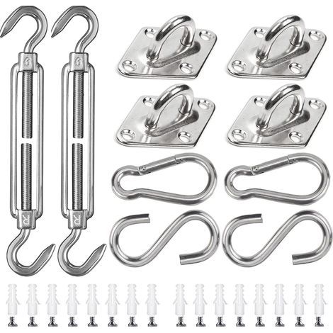 Shade Sail Fixing Kit 42 Pieces of Stainless Steel Hardware for Rectangular and Triangular Shade Sail Installation, 15-22CM (1/5)