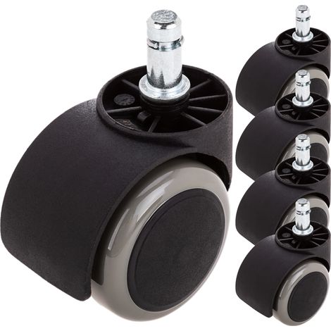 PrimeMatik - Roulettes pivotantes roue en nylon et PVC gris sans frein 50 mm M10 5 pack (1/5)