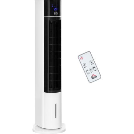 Ventilatore Raffrescatore Evaporativo 3 Modalità e 3 Velocità, Timer, Oscillazione e Telecomando, Bianco