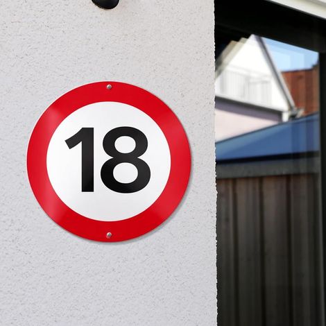 Vitesse Maximale 18 Km Horaires Signalisation Routière Panneau, Ø 30 Routière Panneau En Aluminium, 1mm Panneau de signalisation Vitesse, Routière En Aluminium pour Extérieur Anniversaire (1/5)