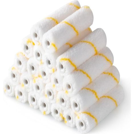 Lot de 24 Rouleaux à Peindre Microfibre 10 cm (4 pouces), Pour Peinture Maison, Finition Lisse, Applicateur Uniforme, Remplissage Résine Vernis (1/5)