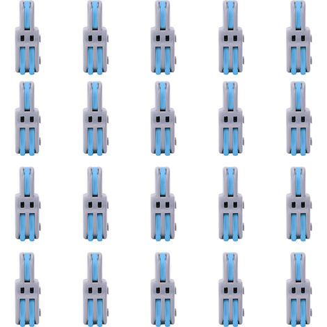 20 Bornes Rapides T-Connecteur 1 entrée 2 sorties SPLF12A (Bleu) Domino Électrique à Poussoir (1/5)