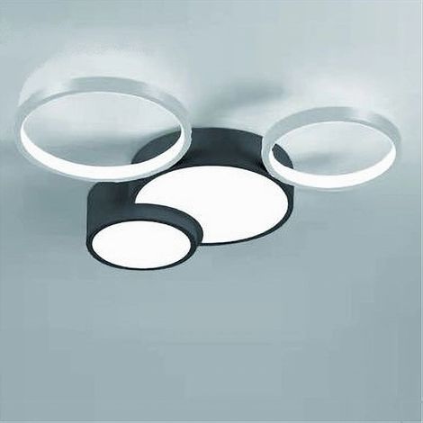 TrAdE Shop Traesio - Plafoniera Led 36w 4 Cerchi Argento Nero Lampada Soffitto Moderno Luce 6500k 70944 - (1/3)