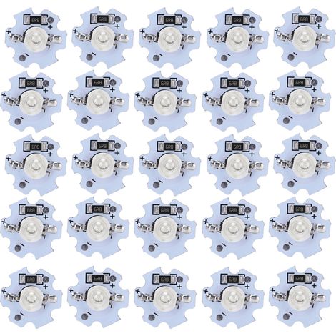 25 pièces de LED haute puissance 1W, 200LM, 5V, perles lumineuses pour éclairage DIY, lampe UV 395-400NM (1/5)