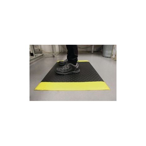 Arbeitsplatzbodenbelag L1500xB900xS9,5mm schwarz m.gelben Streifen Schaumst.COBA (1/5)