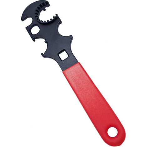 Clé à molette multifonctionnelle en métal à poignée rouge avec noyau de clé dynamométrique, clé mixte facile à utiliser, outil de quincaillerie haute dureté