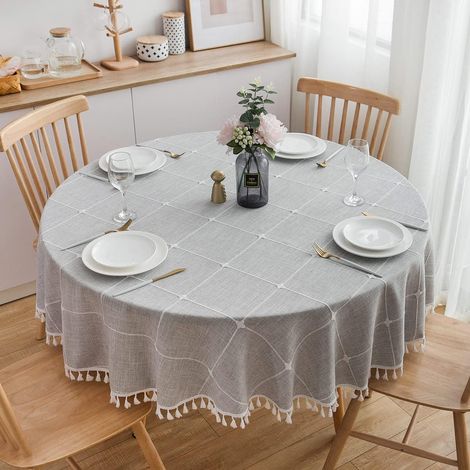 Accessoire décoratif en coton et lin, 180 cm, couleur gris clair, pour la maison, les fêtes et la décoration intérieure.-AquaForge (1/5)