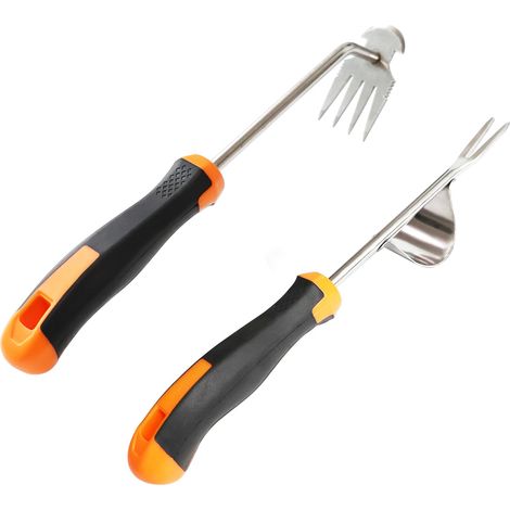 Désherbeur à Racines Acier Inoxydable 2 Pièces – Extracteur de Mauvaises Herbes avec Poignée Ergonomique pour Jardin, Pelouse et Plates-Bandes, Antirouille et Durable