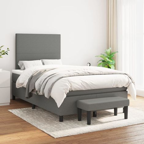Lit Adulte Sommier et Matelas,Lit à sommier tapissier avec matelas Gris foncé 120x200cm Tissu -BVN79349 (1/5)