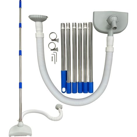 Aspirateur de piscine avec tuyau, nettoyeur de fond de piscine avec tuyau rétractable de 350 cm, aspirateur de sol avec manche télescopique de 230 cm (1/5)
