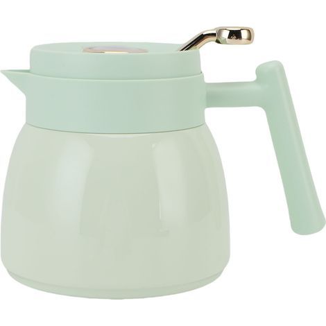 Insulated teapot with filter, 880 ml, stainless steel, beverage dispenser (coffee, water, etc.), mechanical temperature display, green. (1/5)