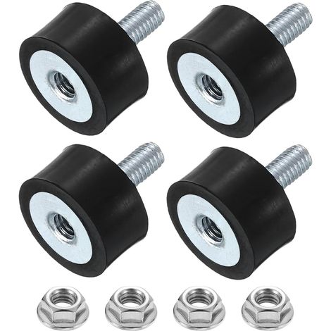 Supports En Caoutchouc, 4Pcs 15x8mm(DxH) Cylindriques Anti-Vibration Isolateur Avec Ecrou De Blocage Pour Car Bobbin Generator Air Compressors (1/5)