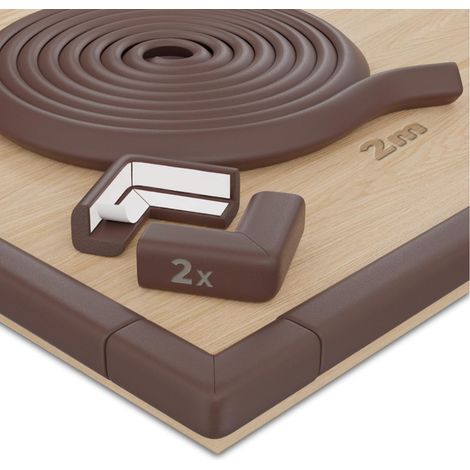 Protection en Mousse pour Bords & Coins – Bande Sécurité pour Table2x Coussins d’Angle –Meubles Lit BébéMarron Chocolat 2m Marron (1/5)