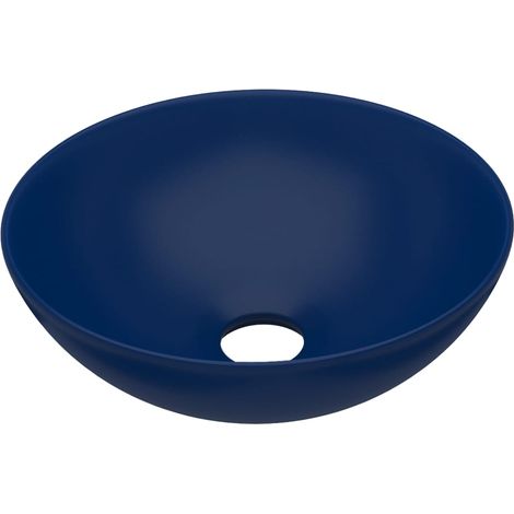 Lavandino rotondo per bagno lavabo da appoggio lavabo per WC lavello da cucina lavabo per sala trucco arredamento per la casa 28 cm ceramica blu scuro 020002721