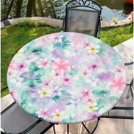 Nappe de table d'extérieur 90cm ronde, résistante aux intempéries et lavable avec élastique