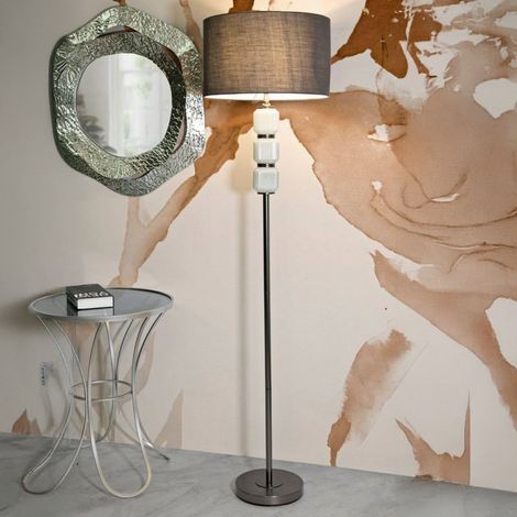 Dmora - Stehlampe Bistrita, Bodenlicht, Lampe, Stehleuchte, 43x43 h163 cm, Weiß und Grau (1/5)