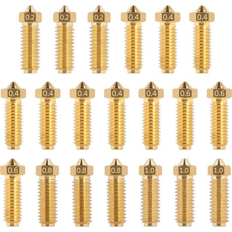 Paquete de 20 boquillas de latón, compatibles con Kobra 3, S1 y Combo, de 0,2 mm a 1,0 mm, para impresión 3D FDM. (1/4)