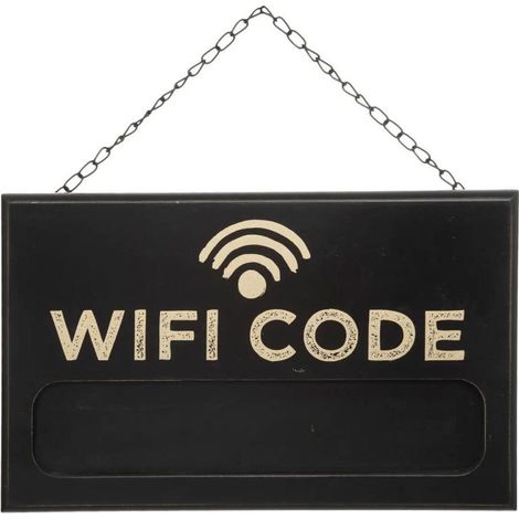 Plaque de Porte Déco "Wifi Code" 35cm Noir (1/2)