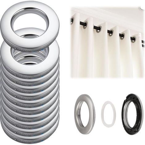 32 Pièces Anneaux à œillets de Rideau, Oeillet pour Rideaux Silencieux, Anneaux de Rideau en Plastique, Intérieur Diamètre 42mm (1/5)