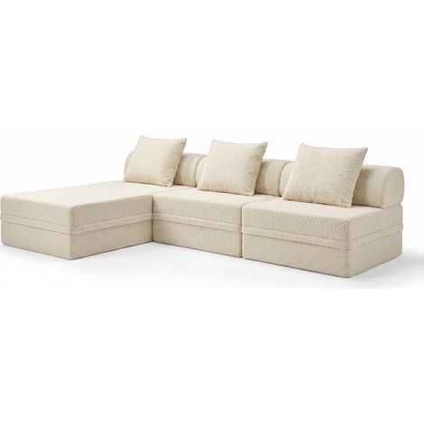Sofá Modular 3+1+Puff Convertível Bouclette (1/4)