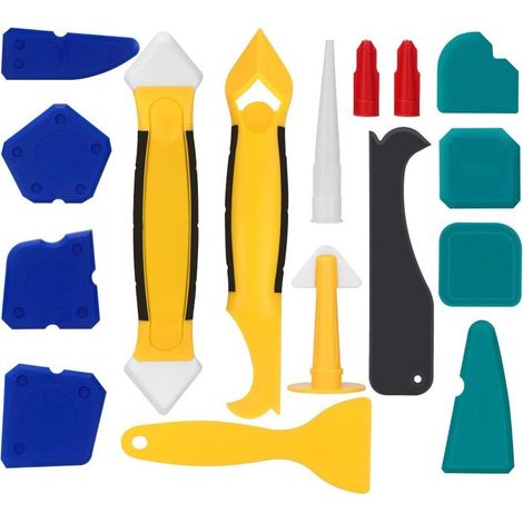 Outil de Lissage de Joint Silicone, Kit d’Étanchéité 16 Pièces, Outil de Lissage de Coulis, Grattoir de Retrait de Scellant, Applicateur de Finition pour Salle de Bain et Cuisine (1/5)