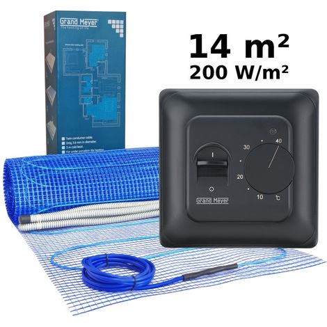 Kit de calefacción por suelo radiante 14 m², 200 W/m² + MST-10 termostato