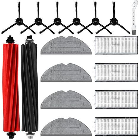 Kit di accessori da 17 pezzi per l'aspirapolvere robot Roborock S8 Pro Ultra, comprendente 2 spazzole principali, 4 panni per la pulizia, 4 filtri, 6 spazzole laterali e 1 spazzola per la pulizia. (1/5)