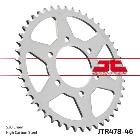 Pi帽贸n trasero de acero JT R478-46, 46 dientes, tama帽o 520 (1/2)