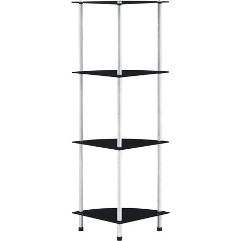 4-Tier Shelf Black 30x30x100 cm Tempered Glass vidaXL (1/5)