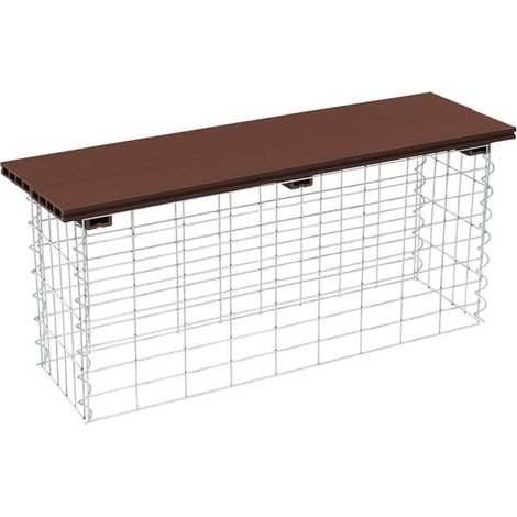 Gabionenbank Gabionen Sitzbank WPC 100x30x43 cm Gartenbank Drahtkorb Steinkorb Dunkelbraun