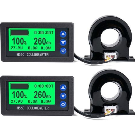 2X Moniteur de Batterie Hall Coulomb Mètre 8-100V 100A Lifepo4 Plomb-Acide Li-Ion Lithium Capacité Affichage de Puissance (1/2)