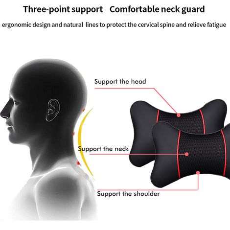 Lot de 2 coussins d'appui-tête en cuir PU pour voiture, coussins de soutien cervical souples et portables pour siège auto (1/3)