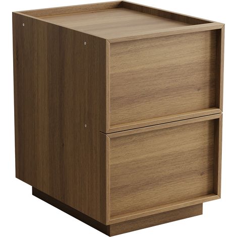 Table de chevet moderne du milieu du siècle en chêne, 38 x 48 x 50 cm, table de chevet pour chambre, design de tiroir sans poignée, 1 pièce (1/5)