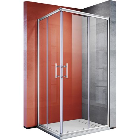 SONNI Duschkabine Eckeinstieg Duschabtrennung Schiebetür Echtglas H:185cm 100x120cm