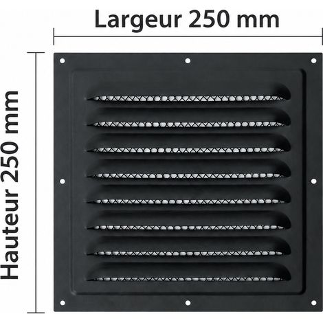 Grille d'aération murale à persiennes 250x250 mm noire avec moustiquaire 250 noir 250 g – Livraison gratuite