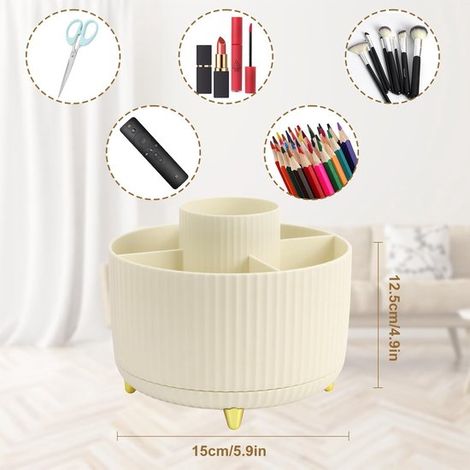 Schreibtisch-Organizer 360 drehbarer Stifthalter mit 5 Fächern für mehr Ordnung auf dem Schreibtisch Drehbarer fester Organizer rutschfest für (1/4)