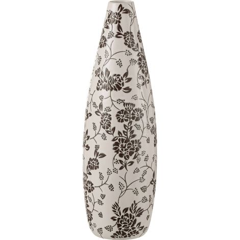 Vase zen en porcelaine à motif floral - blanc et noir (1/3)
