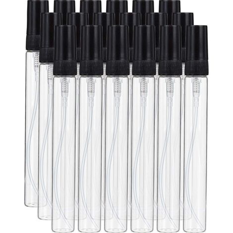 BEBUSINGOTO 15 Pack 10ml Mini Bouteille de pulvérisation de Brume Fine Bouteilles de pulvérisation en Verre Transparent avec Couvercle de Pompe Noir pour Parfum, Liquide de Toilette (1/5)