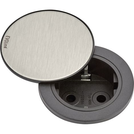 EVOline 159280003900 Einbau-Steckdosenleiste 1fach Edelstahl, Schwarz  1 St.