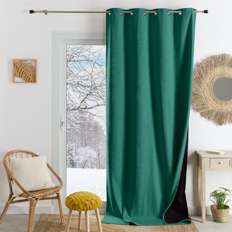 Rideau thermique phonique et semi occultant KONFOR Vert 140x180 cm (1/3)