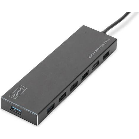 Hub Digitus 7 puertos USB 3.2 Gen 1 5 Gbps aluminio con alimentación USB (1/4)