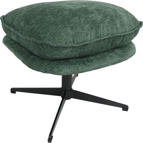 [NON UTILIZZATO] Sgabello imbottito HHG-704, seduta/poggiapiedi pouf stoffa/tessuto ciniglia (370 g/m²), verde