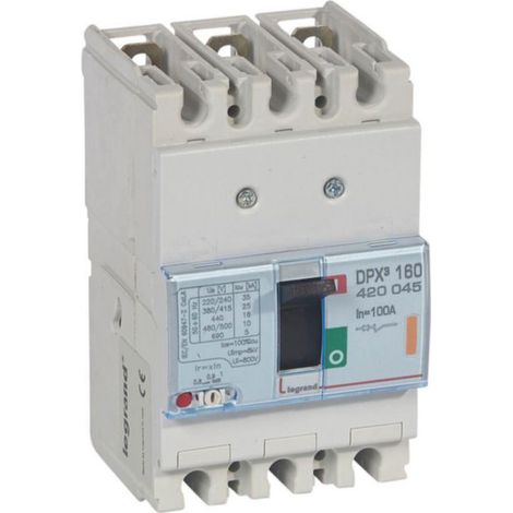 Disjoncteur magnétothermique DPX³160 pouvoir de coupure 25kA 400V - 3P - 100A - LEGRAND