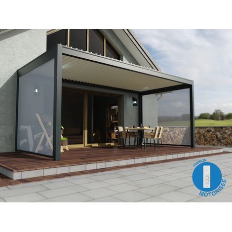 Store Latéral Zippé Motorisé 3m Anthracite Pour Pergola Bioclimatique Adossée O ORIAL Made in France (1/3)