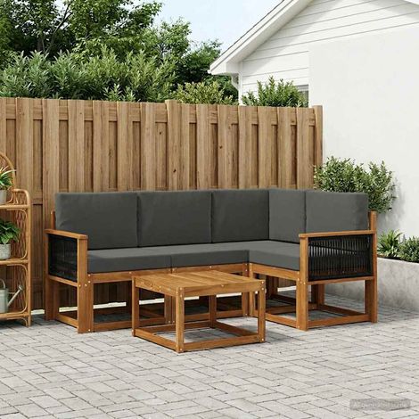 vidaXL Set di divani da esterno 5 pcs Naturale e Antracite