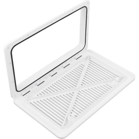 Grille d'aération sortie d'air 574x360x48mm pour camping-car RV remorque bateau yacht, double verrou ABS blanc 500x285mm, 2 clés 17 vis (1/5)